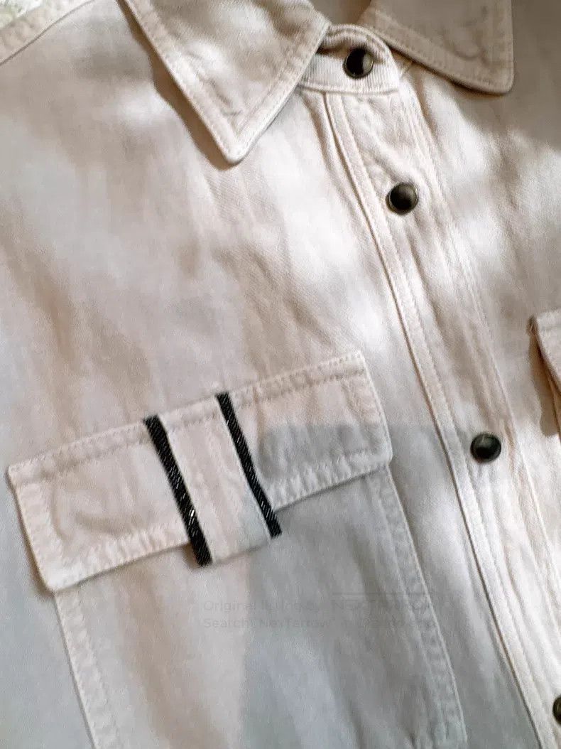 Brunello Cucinelli Brunello Cucinelli Pearl Decorated Shirt Collar Linen Maxi Size XXS / US 00 / IT 34 - 4 Thumbnail