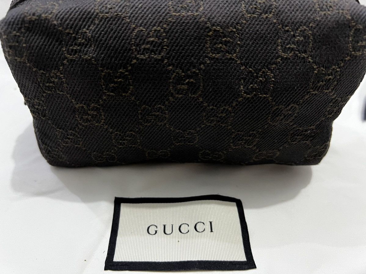 Gucci GUCCI GG Denim Leather Pouch Cosmetic Pouch Dark Brown Size ONE SIZE - 2 Thumbnail