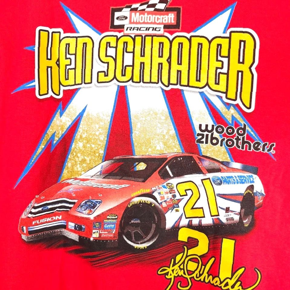 Gildan VINTAGE Gildan T Shirt Mens 3XL Red NASCAR Ken Schrader 2000s Motorcraft Shirt Size US XXL / EU 58 / 5 - 3 Thumbnail