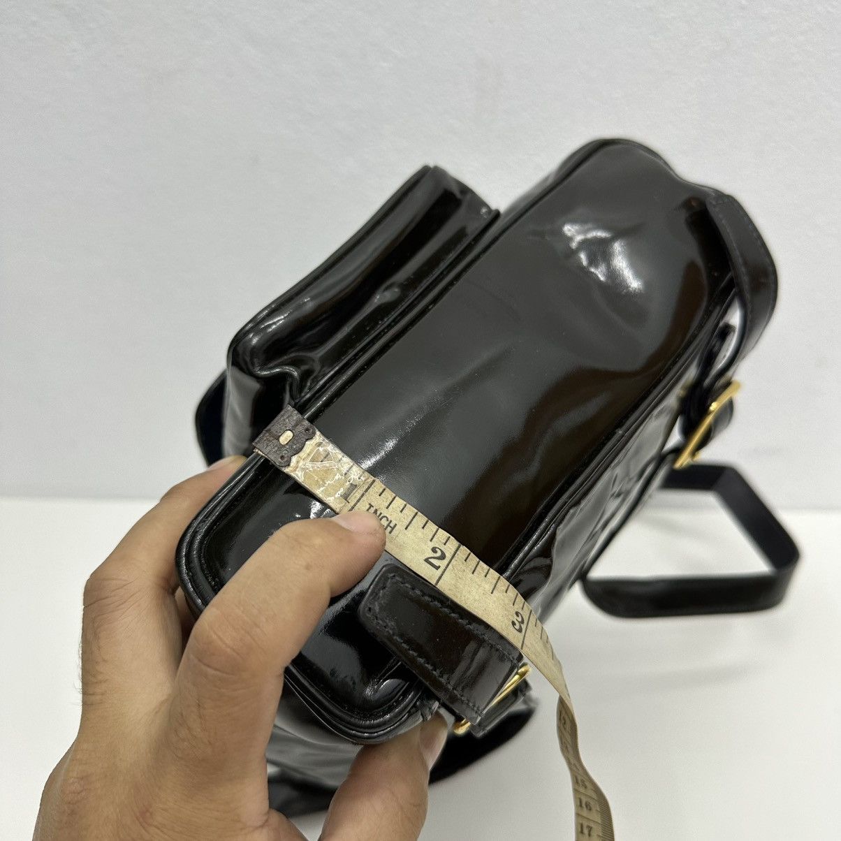 Vintage ‼️YES‼️ AUTHENTIC GUCCI BAMBOO BLACK PATENT LEATHER BACKPACK Size ONE SIZE - 17 Thumbnail