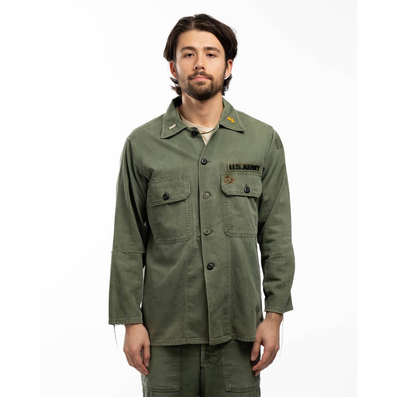 60s US ARMY B.V.D. PX ポプリン BDU シャツ 熱帯用です！【アメリカの軍服】ユーティリティーシャツ（コットン