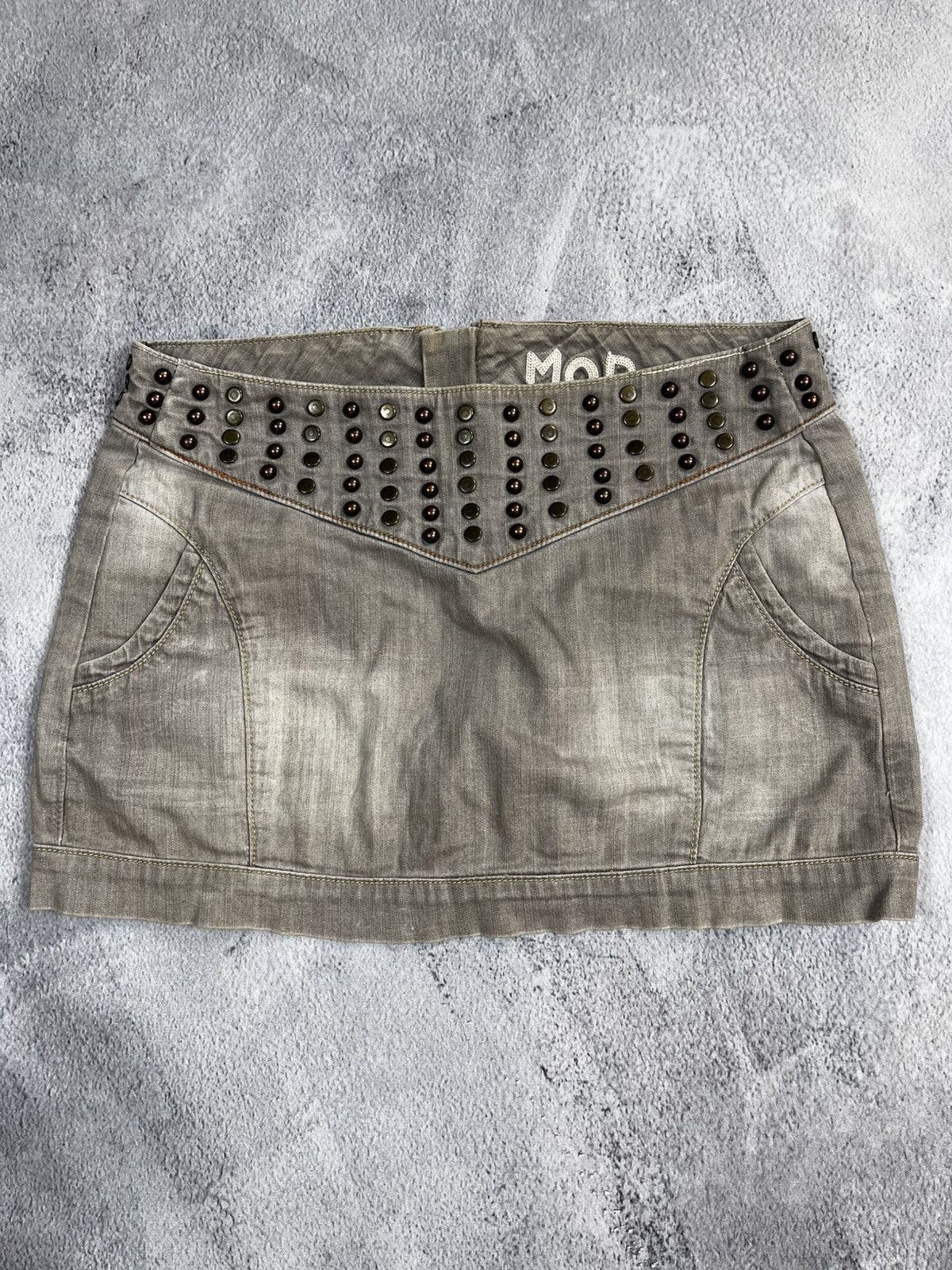 Japanese Brand × Vintage Vintage Y2K faded denim mini skirt Japanese size M Size 30" / US 8 / IT 44 - 1 Thumbnail