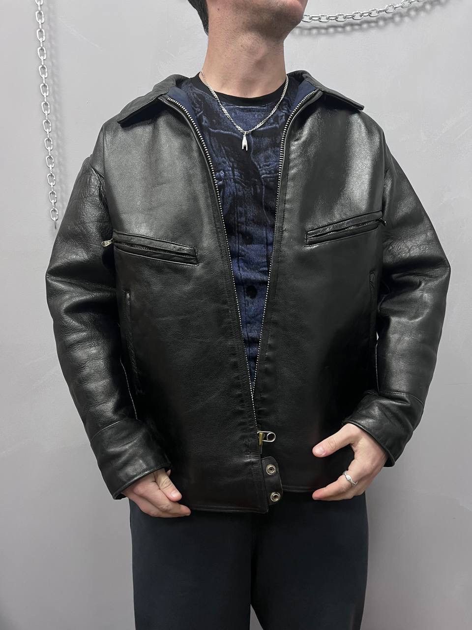 Leather biker jacket punk grunge BALENCIAGA STYLE