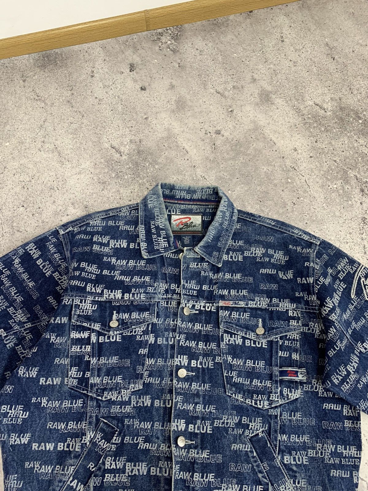 Fubu Vintage 90’s Raw Blue Rap Denim Monogram Jacket Y2K Size US L / EU 52-54 / 3 - 2 Thumbnail