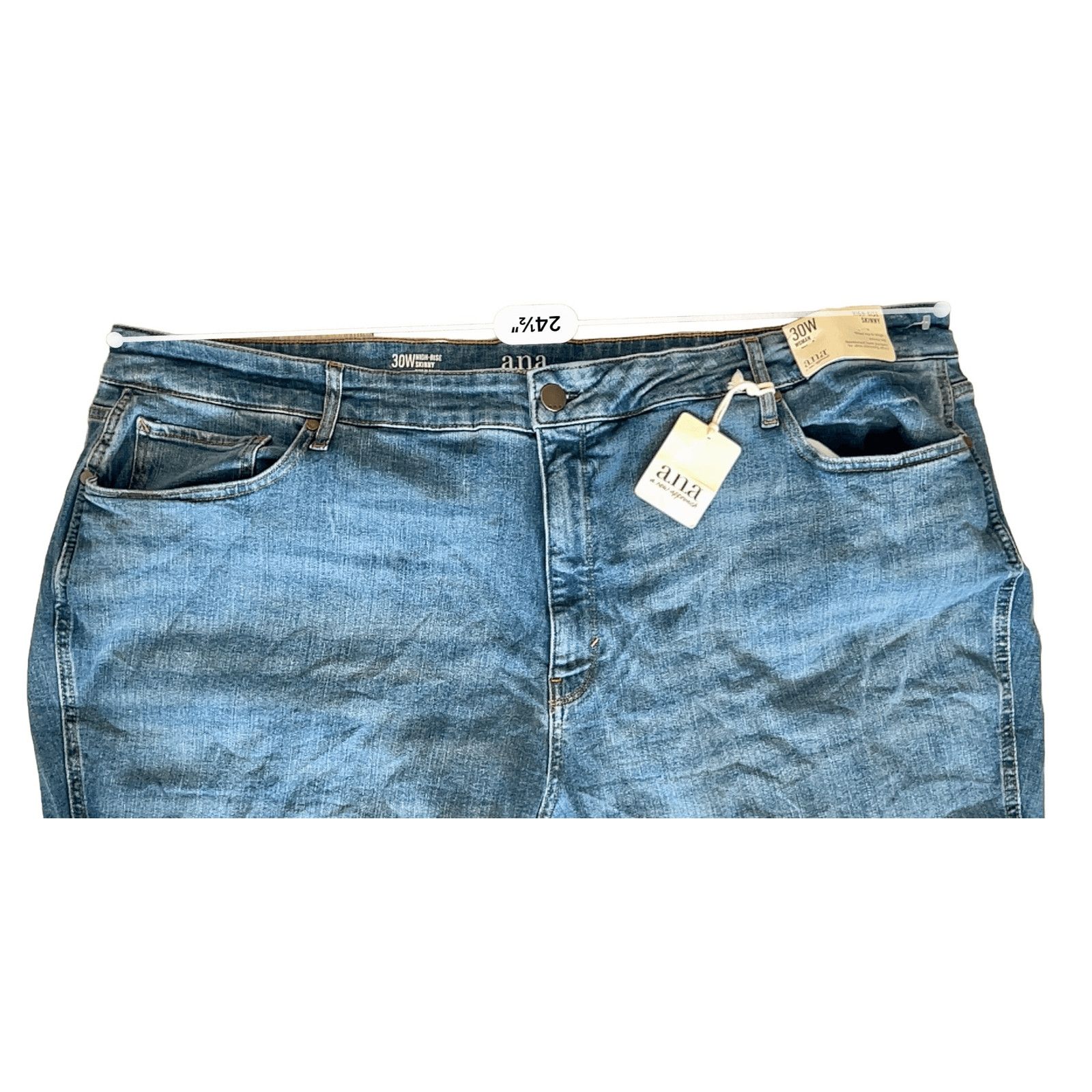 Other a.n.a. High Rise Skinny Split Hem Stretch Blue Jeans 30W NWT Size 42" / US 20 - 3 Thumbnail