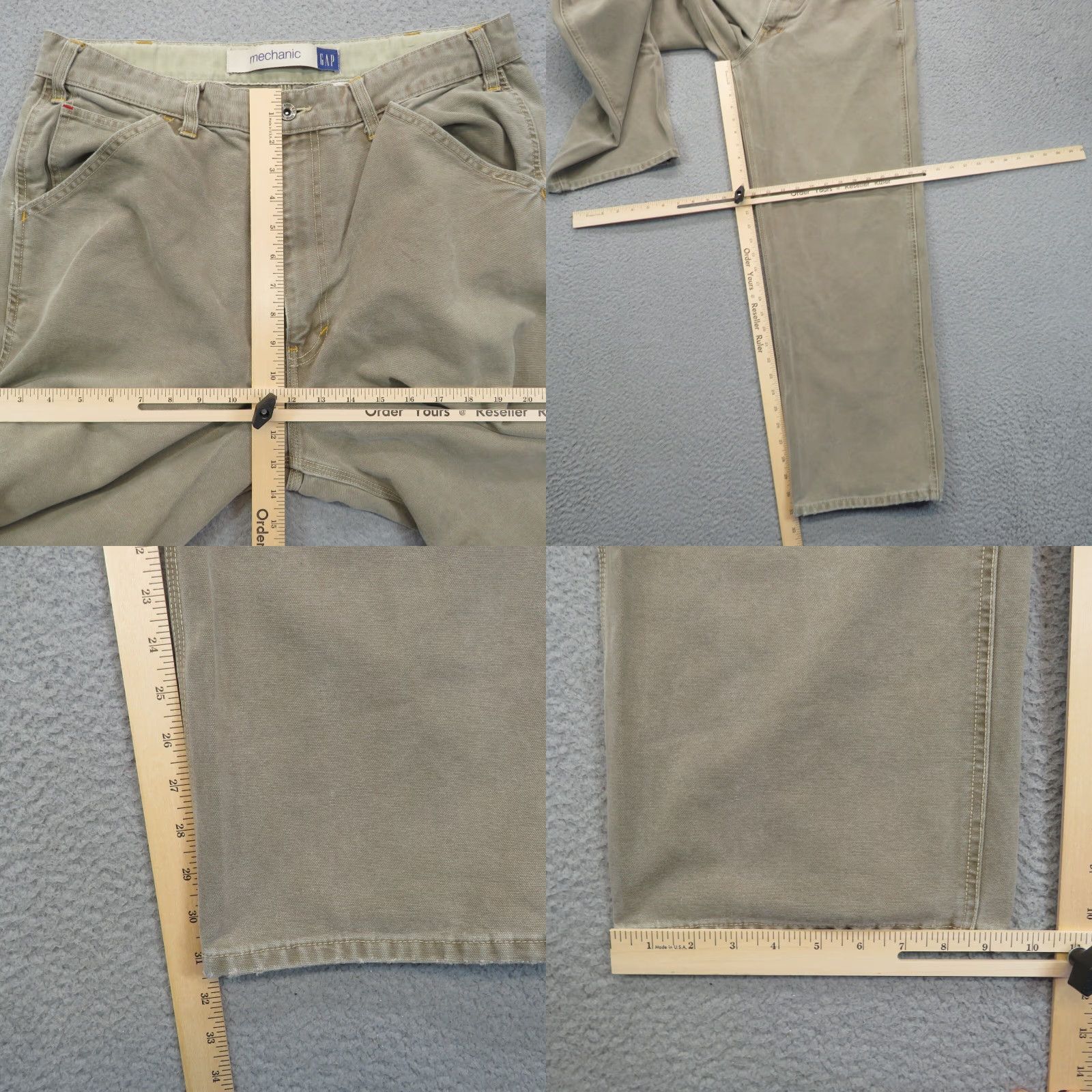 Gap VINTAGE Gap Pants Mens 36 Baggy Y2K Mechanic Wide Pipe Leg Skater Canvas Heavy 36x32 Beige Cotton Cargo Pocket 90s Grunge Hip Hop USA Skater Mens Size US 36 / EU 52 - 8 Thumbnail