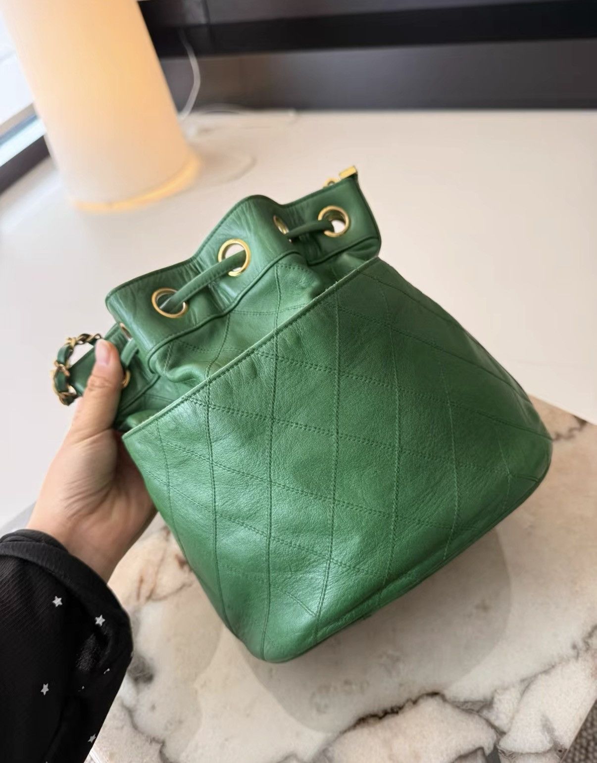 Chanel Chanel Vintage Green Leather Woven Chain Bucket Bag J36 Size ONE SIZE - 2 Thumbnail