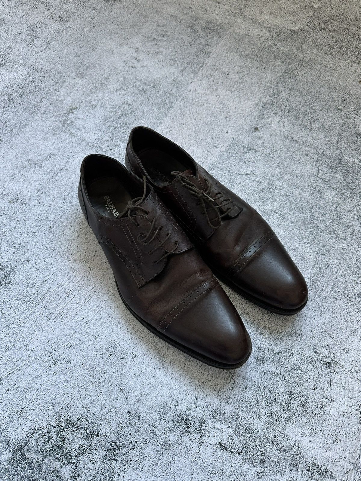 Balmain Balmain Leather Classic Brown Shoes 45 EU Size US 11.5 / EU 44-45 - 1 Thumbnail