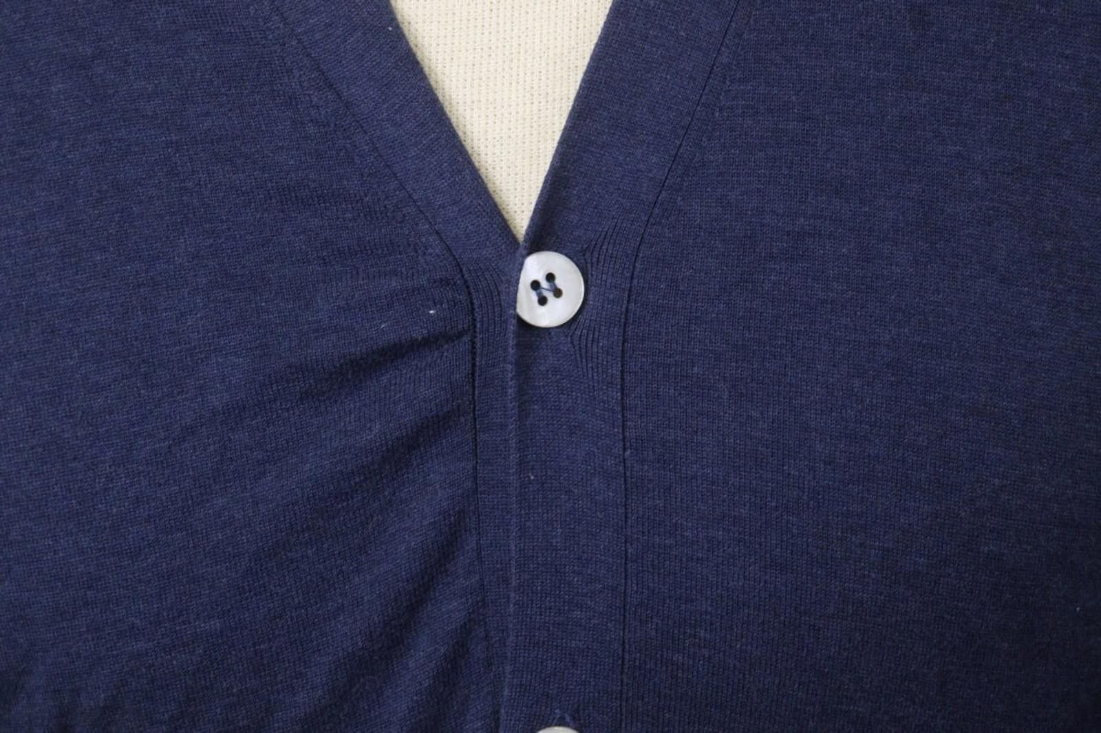 Suitsupply SUITSUPPLY Navy Cotton V-Neck Button Front Cardigan Size L Size L / US 10 / IT 46 - 5 Thumbnail