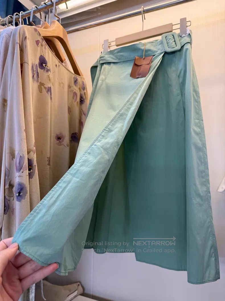 Loro Piana Loro Piana Green Silk Cotton Skirt Size 25" / US 0 / IT 36 - 9 Thumbnail
