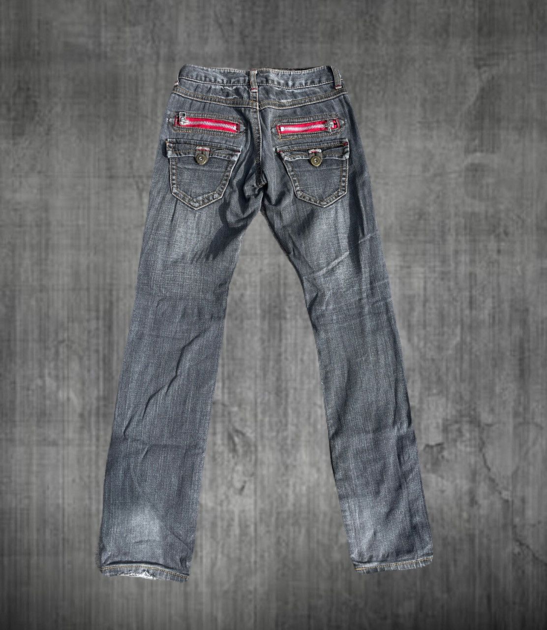 2000s Japanese archive Distressed Wash Skinny Zip Jeans Y2K