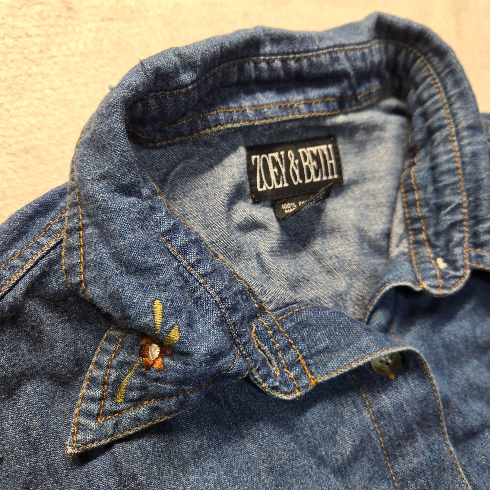 Denime Zoey Beth Shirt Denim Blue Floral Button Up Adult Women M Medium Size M / US 6-8 / IT 42-44 - 4 Thumbnail