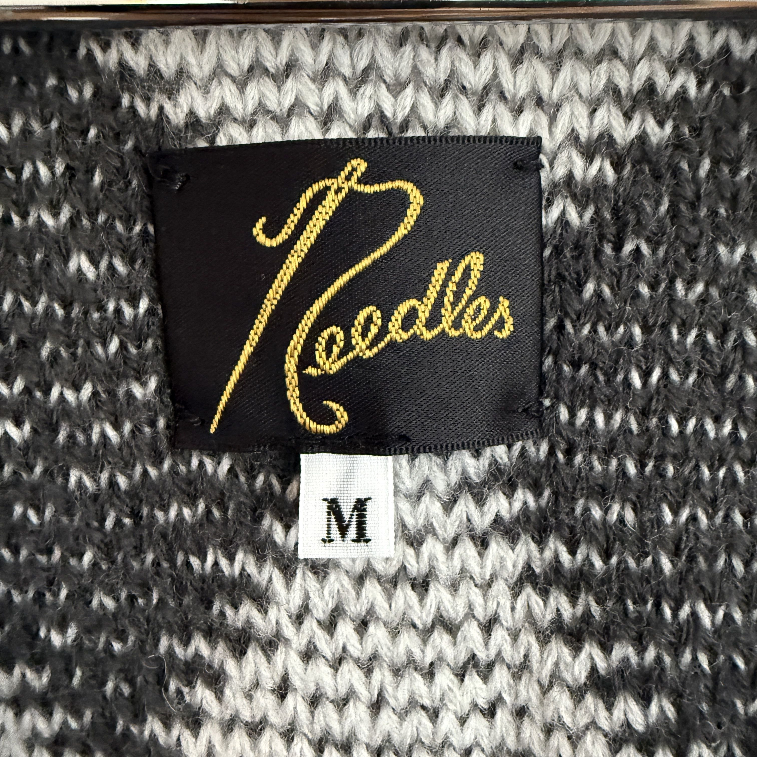 Needles Wool Cardigan Medium Black Gray Diamond Japan Knit