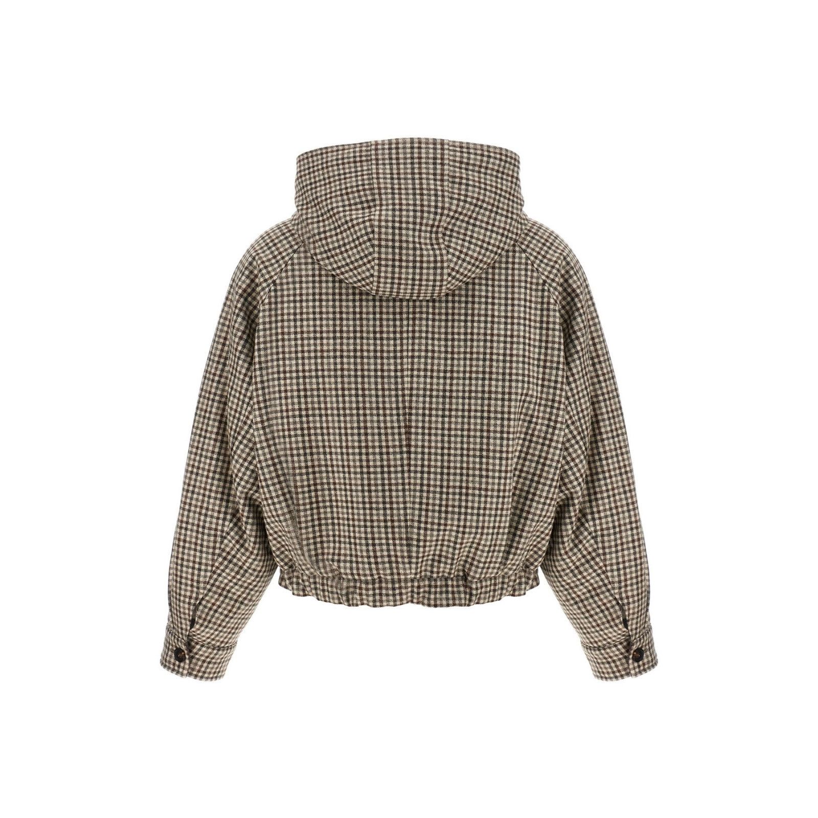 Brunello Cucinelli BRUNELLO CUCINELLI Hooded Check Beige Jacket New & Authentic Size S / US 4 / IT 40 - 2 Thumbnail