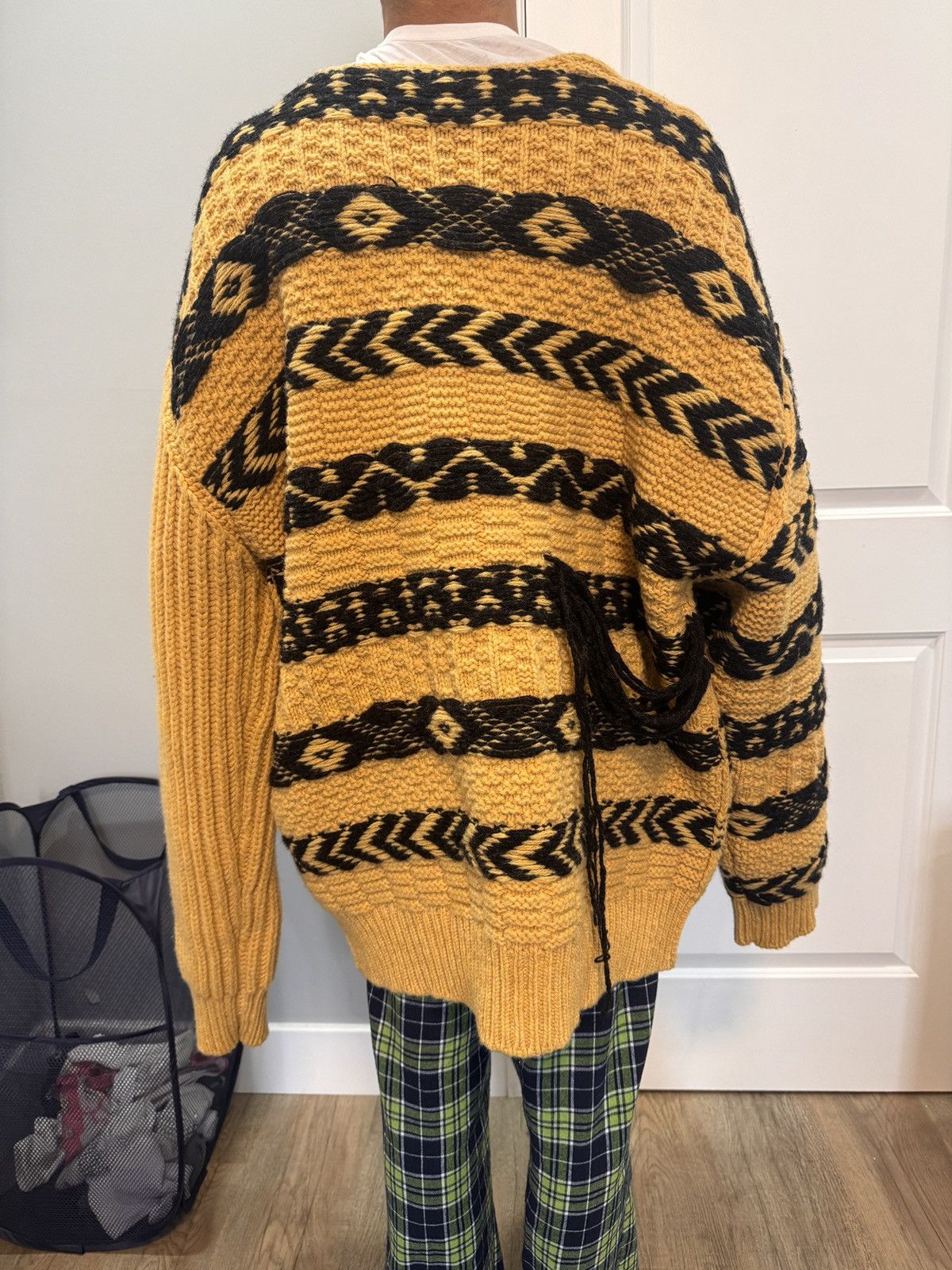 Raf Simons Oversized Wool reverse intarsia yellow black sweater Size US M / EU 48-50 / 2 - 3 Thumbnail