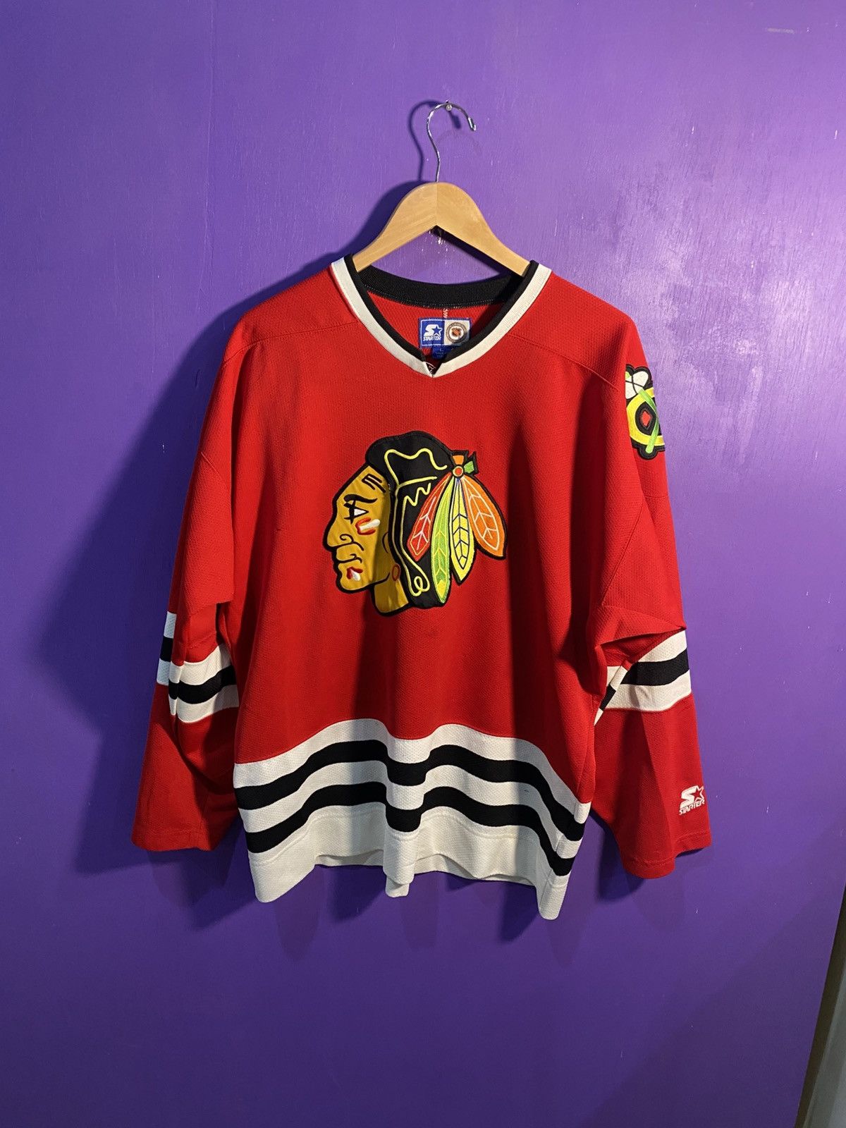 Starter Vintage 90s Starter Chicago blackhawks logo jersey Size US L / EU 52-54 / 3 - 1 Thumbnail
