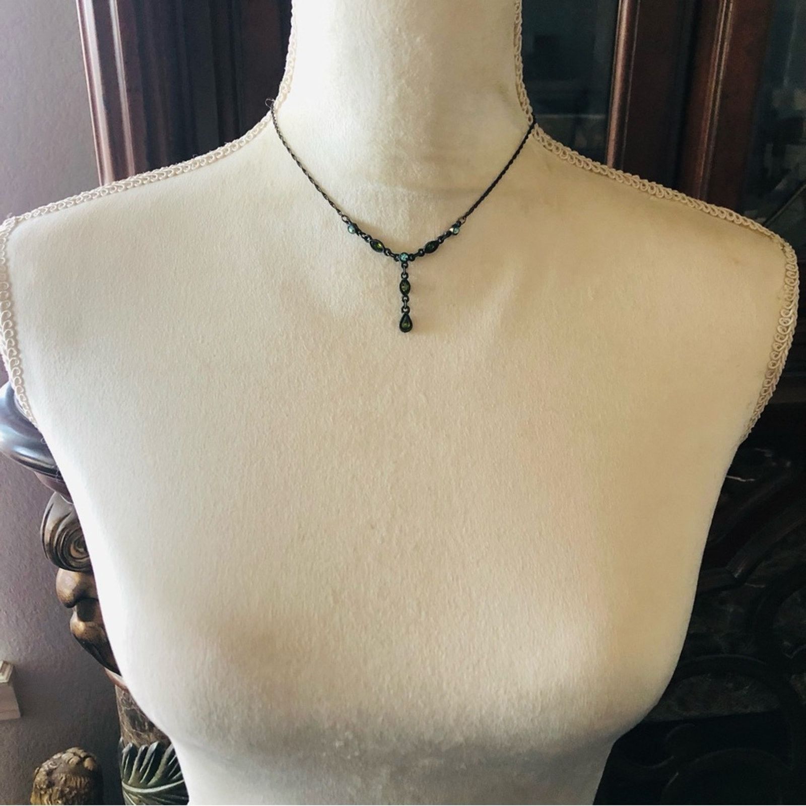 Vintage Vintage 1928 green tone aurora borealis crystal necklace Size ONE SIZE - 5 Thumbnail