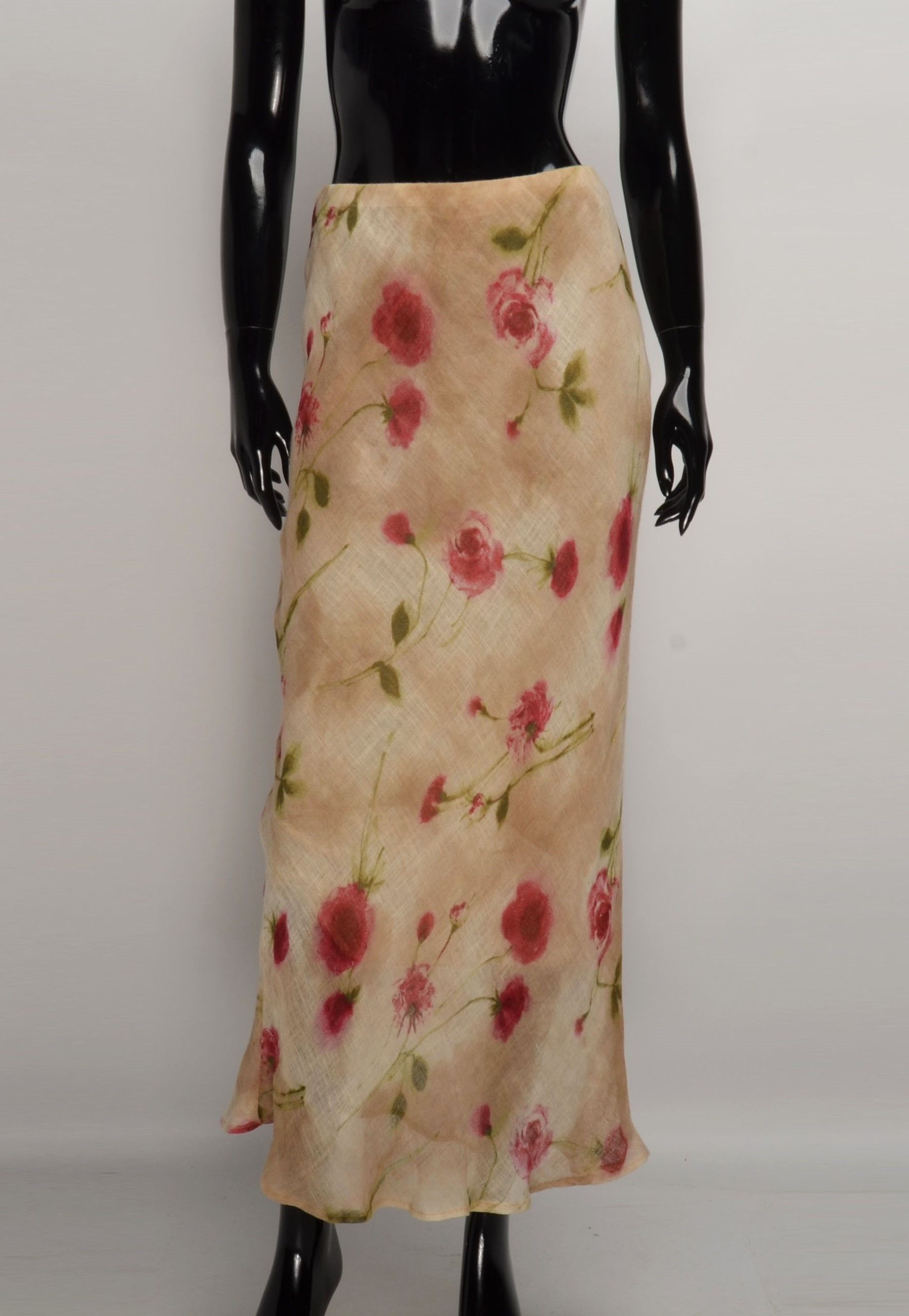 Vintage Alex & Co Y2K Linen Floral 100% Linen Mermaid Skirt