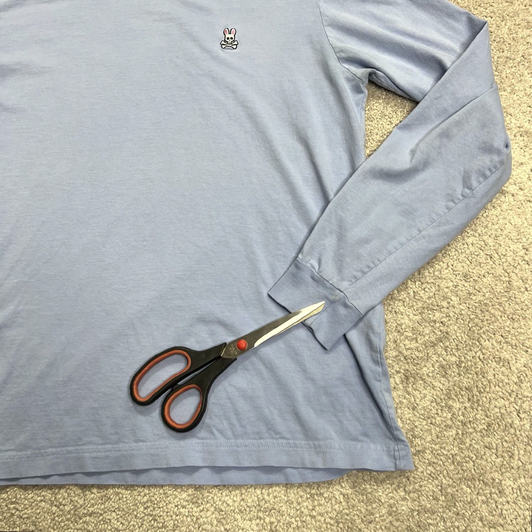 Psycho Bunny Psycho Bunny T Shirt Men Size S Light Blue Skull Crossbones Logo Crew Long Sleeve Size US S / EU 44-46 / 1 - 6 Thumbnail