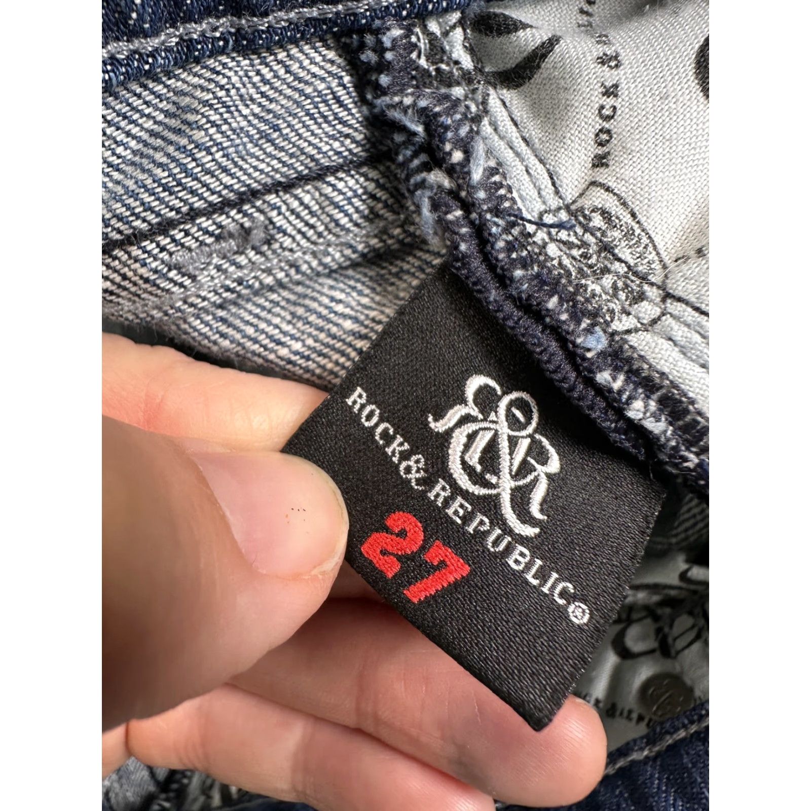 Vintage Rock & Republic Jeans Womens 27 Blue Bootcut Rhinestone Denim Medium Wash Size 27" / US 4 / IT 40 - 5 Thumbnail