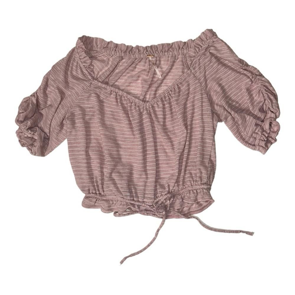 Free People Free People l Pink Striped Dorothy Ruched Puff Sleeve Small Size S / US 4 / IT 40 - 2 Thumbnail
