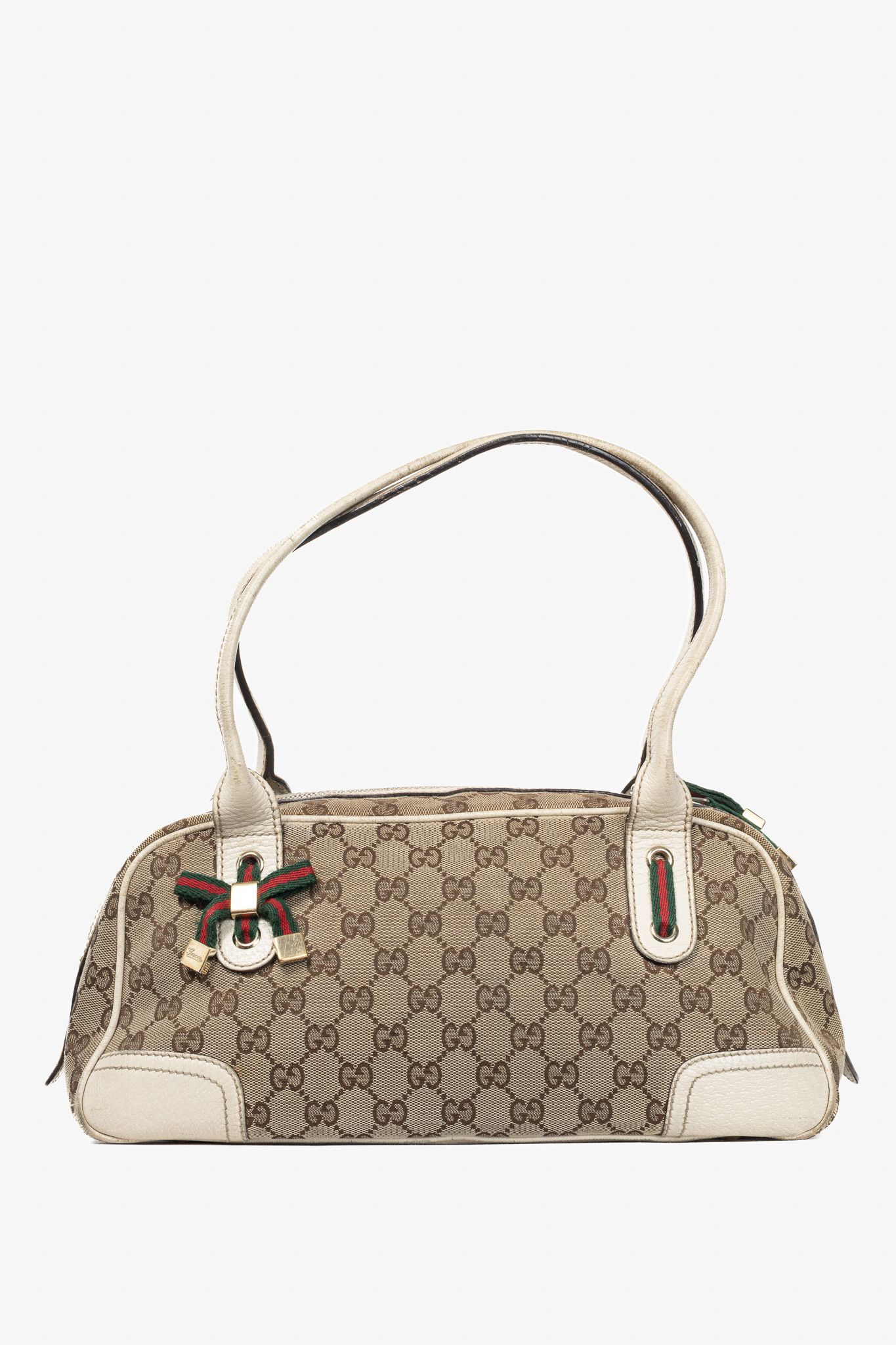 Gucci Gucci Princy Boston Beige & Ebony GG Canvas Web Handbag Size ONE SIZE - 1 Thumbnail