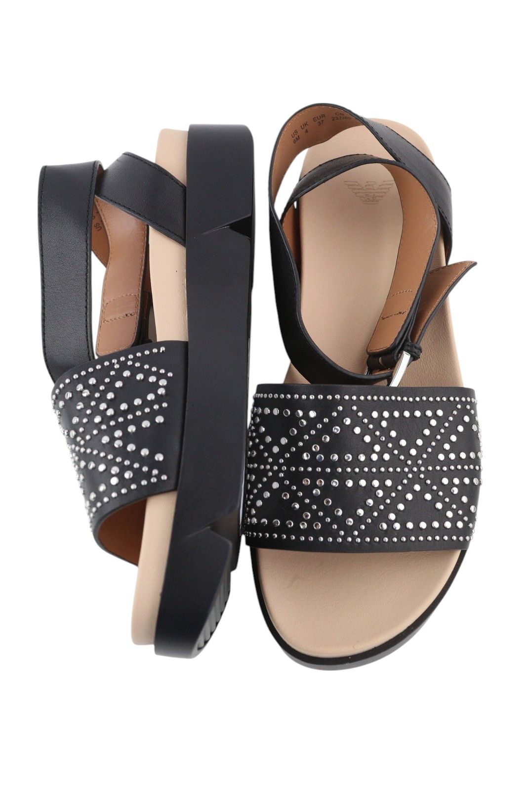 Emporio Armani X3U063 EU37 Black Leather Studded 84787 Size US 6 / IT 36 - 5 Thumbnail