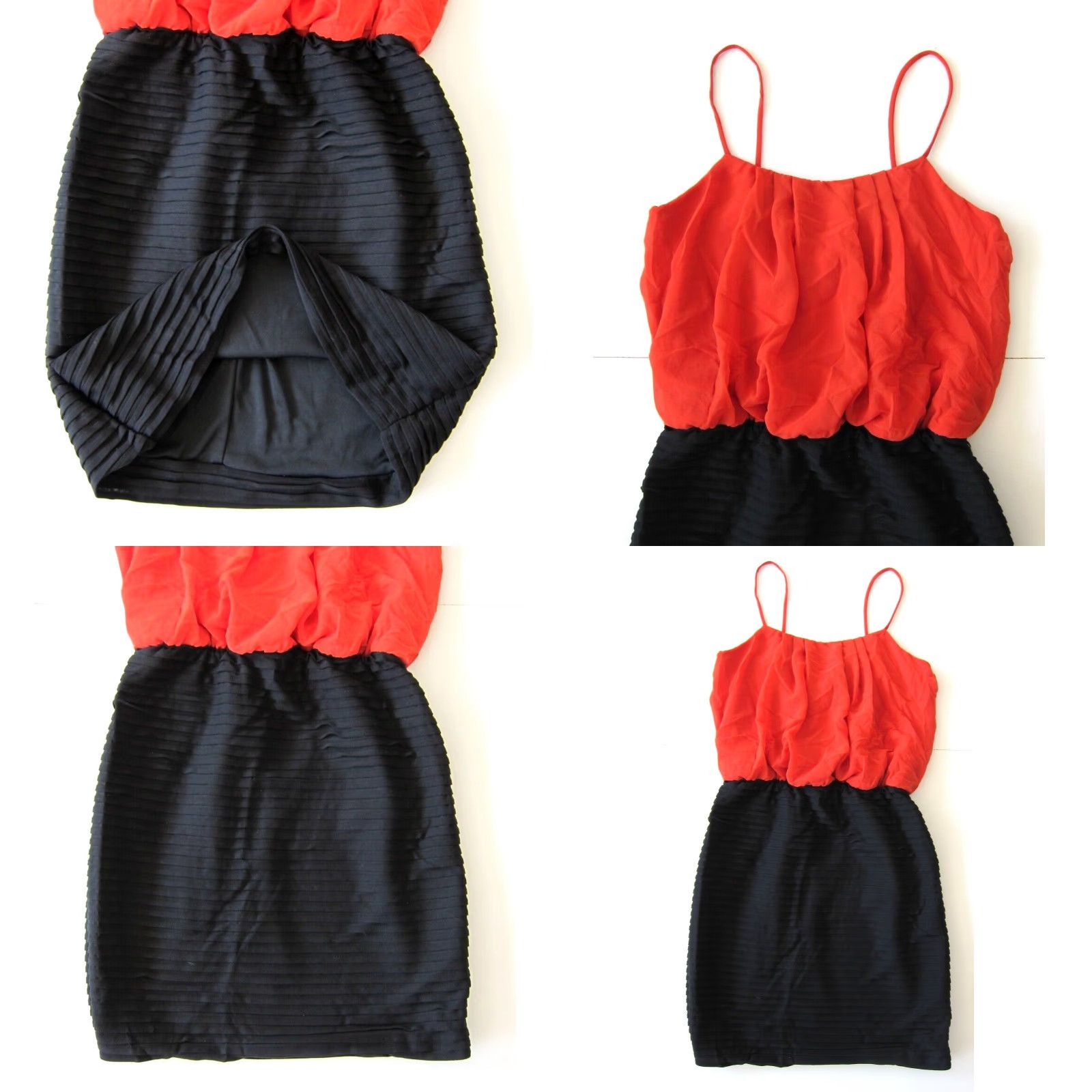 Vintage NWT En Focus Orange Satin Black Pleated Spaghetti Strap Maxi Tank Sun Dress 6 Size M / US 6-8 / IT 42-44 - 8 Thumbnail
