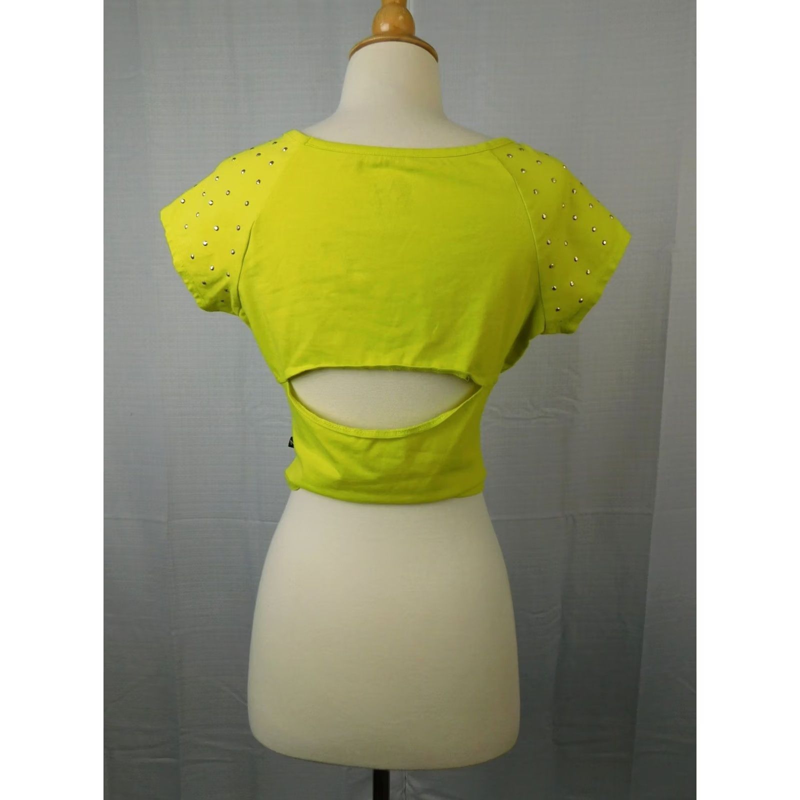 Vintage Nicki Minaj Rhinestone Studded Crop Top Cropped Sleeveless Yellow M Shirt Women's Stylish Blouse Size M / US 6-8 / IT 42-44 - 5 Thumbnail