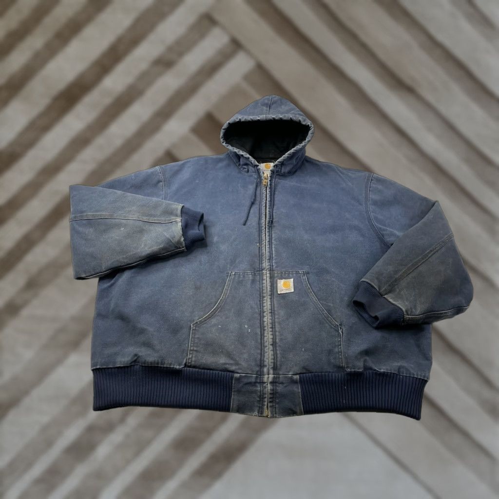 Carhartt VINTAGE Carhartt Jacket Duck Navy Mens 4XL Distressed Quilted Lined Hooded Canvas Navy Blue Heavy Workwear Denim? Size US XXL / EU 58 / 5 - 1 Thumbnail