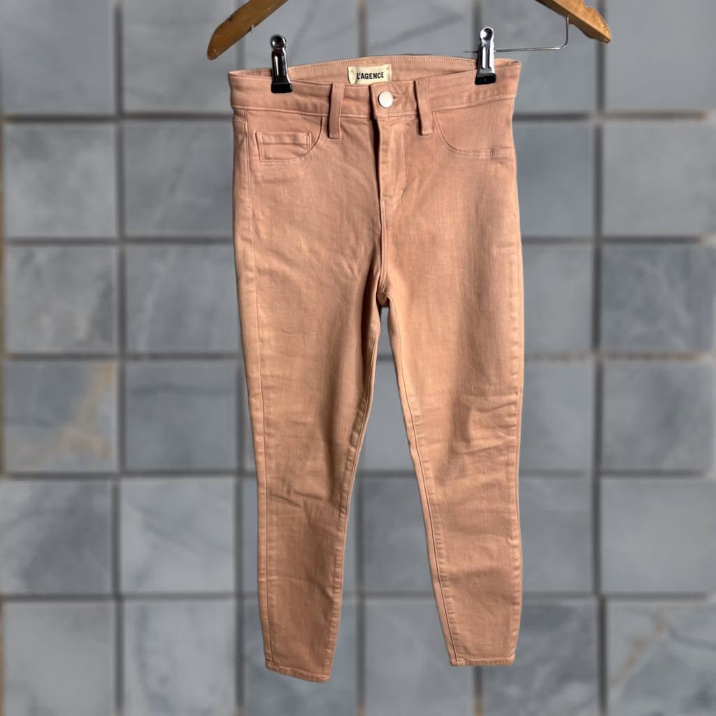 L'AGENCE L'Agence Jeans Womens Pink Skinny Stretch Light Wash Denim Ankle Pants USA Size 42" / US 20 - 1 Thumbnail