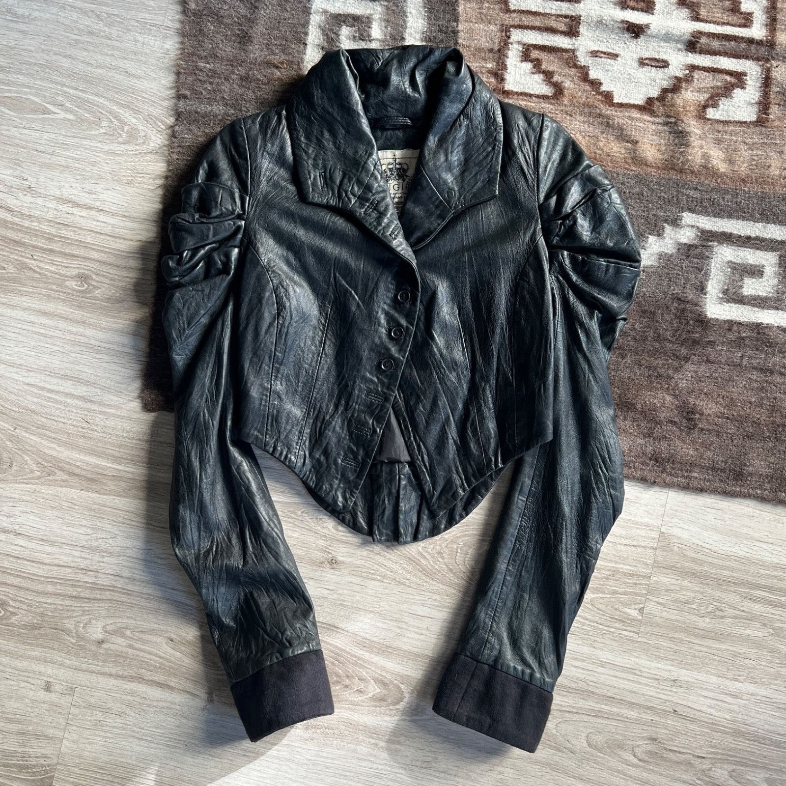 If Six Was Nine Religion Leather Jacket Y2K Gothic Biker 9941AC Size XS / US 0-2 / IT 36-38 - 3 Thumbnail