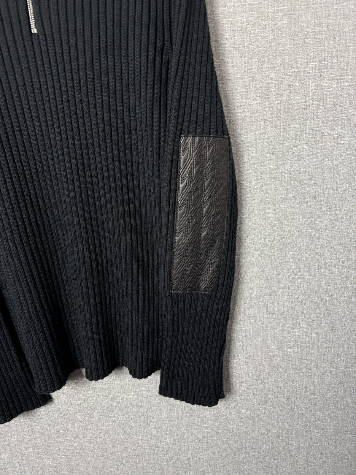 Versace Versace Collection Merino Wool Ribbed Sweater w Leather Trim Size US XL / EU 56 / 4 - 10 Thumbnail