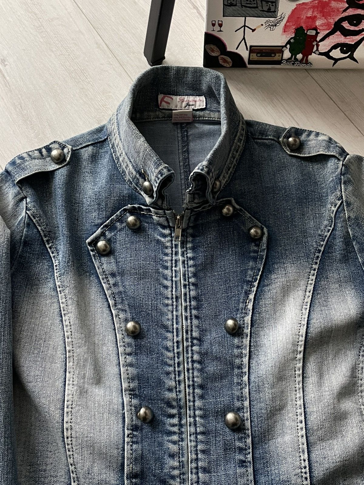 Japanese Brand Vintage 00’s Napoleon Denim Blazer Y2K Jacket Avant Garde Size XL / US 12-14 / IT 48-50 - 4 Thumbnail