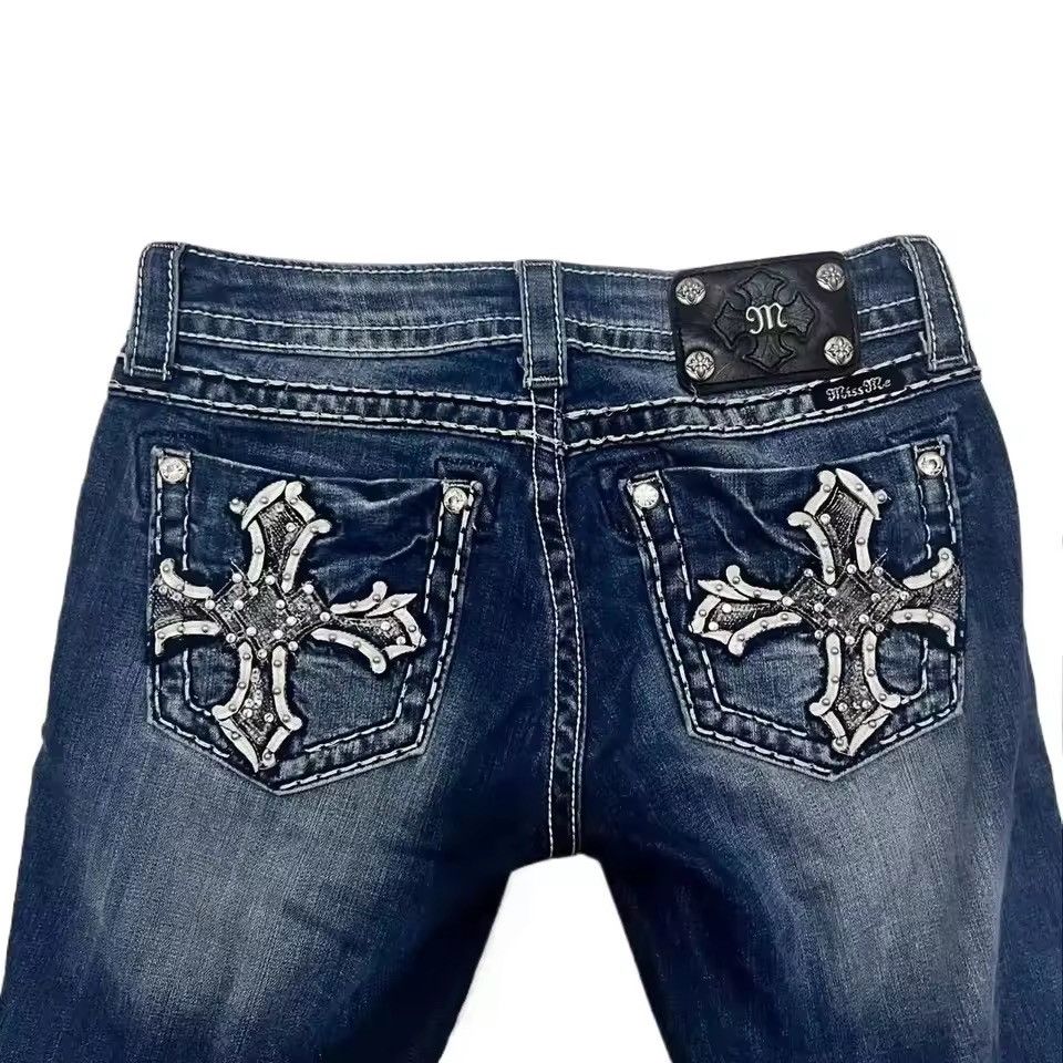 Jean Y2k Streetwear Vintage Style Gothic Punk Bootcut Jeans Size 27" / US 4 / IT 40 - 2 Thumbnail