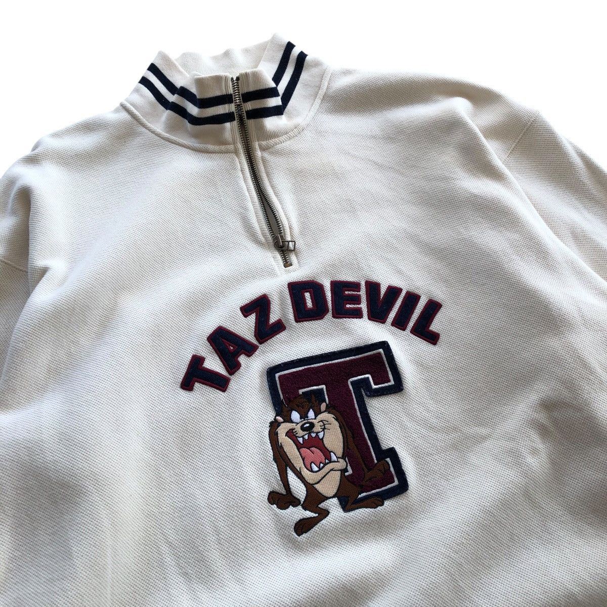 Cartoon Network × Vintage × Warner Bros Warner Bros TAZ DEVIL Embroidery Logo Half Zipper Sweatshirt Size US XL / EU 56 / 4 - 3 Thumbnail
