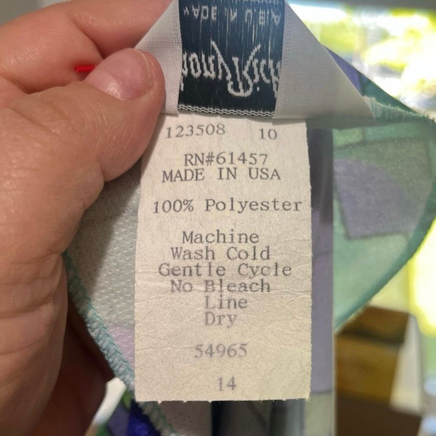 Vintage Vintage Anthony Richards Blue Green Geometric Dress Large 14 Size L / US 10 / IT 46 - 8 Thumbnail
