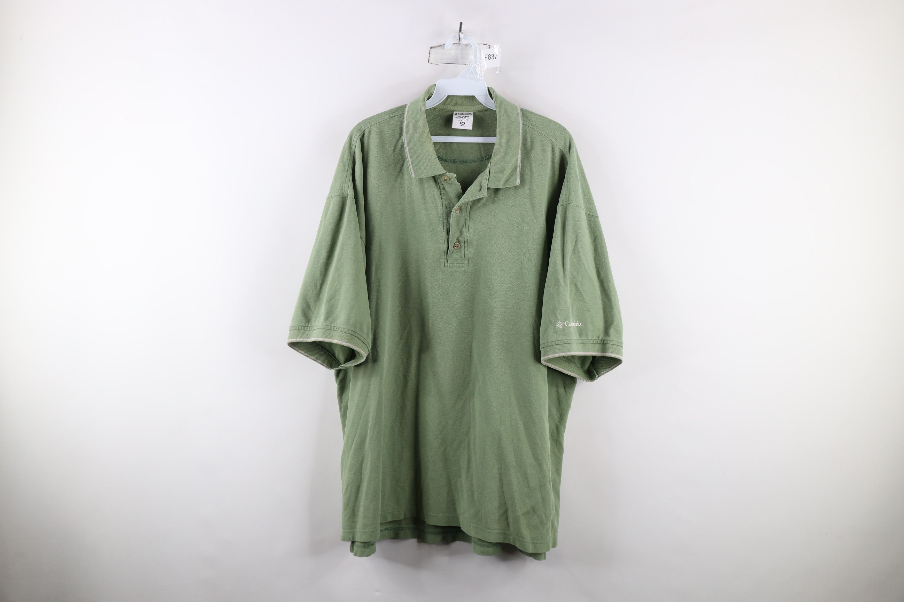 Columbia × Vintage Vintage 90s Columbia Out Pique Cotton Knit Polo Shirt Green Size US XXL / EU 58 / 5 - 1 Thumbnail