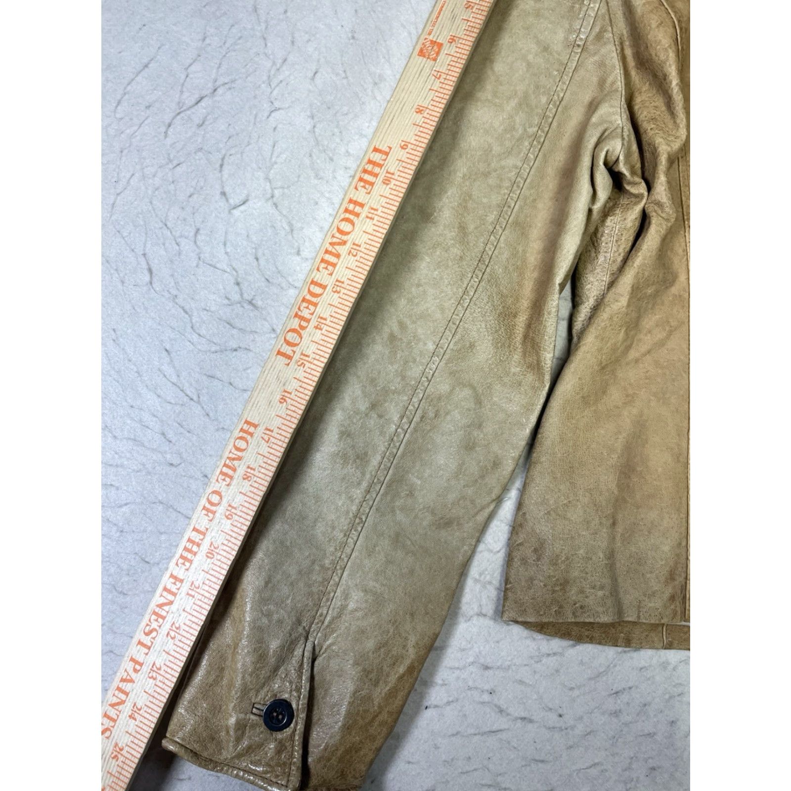 Vintage Vtg Jakett New York Leather Jacket Women's L Tan Biker Lined One Button Blazer Style Size L / US 10 / IT 46 - 5 Thumbnail