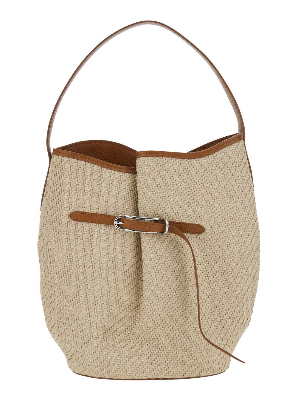 Liffner Shoulder Bag "BELTED BUCKET BAG LARGE RAFFIA" Beige in Raffia Women Size ONE SIZE - 1 Thumbnail