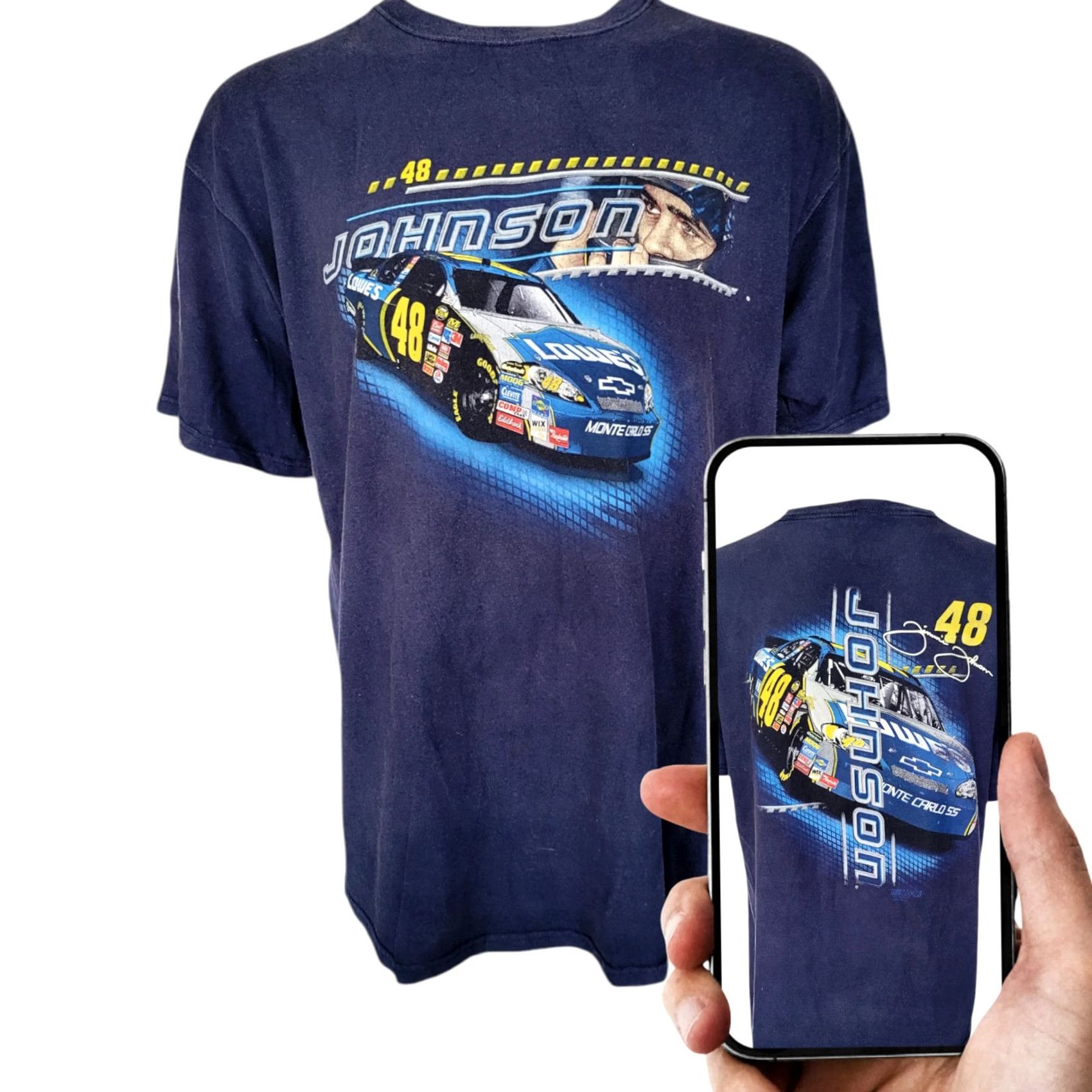 Chase Authentics Jimmie Johnson #48 NASCAR T-Shirt XL Chase Authentics Navy Blue | Front & Back Graphics | 100% Cotton | Racing, NASCAR, Jimmie Johnson Size US XL / EU 56 / 4 - 2 Thumbnail