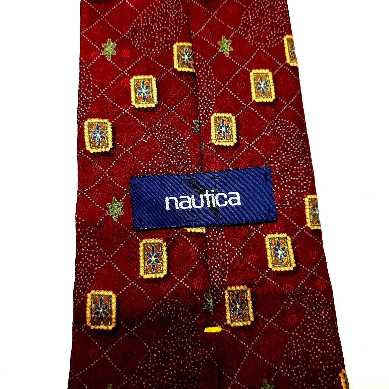 Nautica Nautica Silk Tie Print Abstract Red Short Wide Size ONE SIZE - 3 Thumbnail