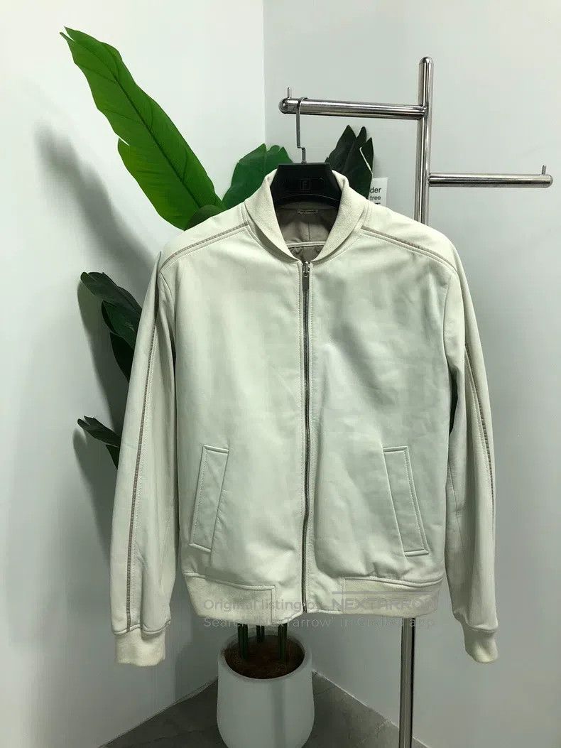 Hermes Reversible Leather Jacket Beige