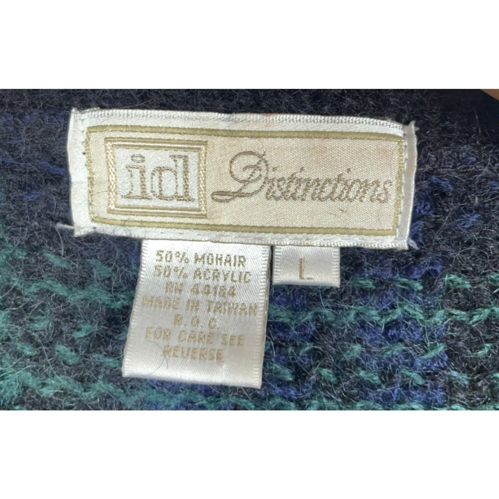 Swatch VINTAGE 90s Mohair Cardigan Women's Large Green Blue Black Watch Sweater Boxy Fit Size L / US 10 / IT 46 - 3 Thumbnail