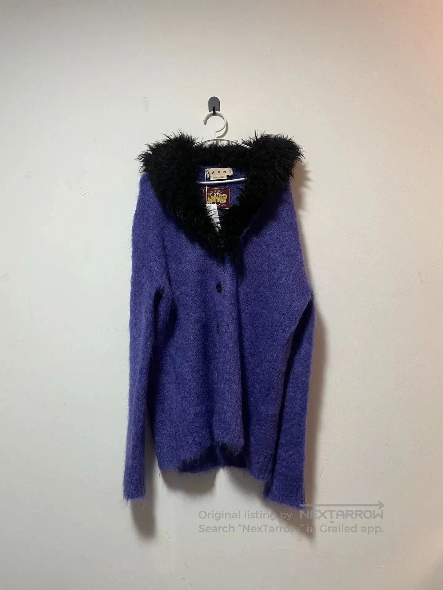 Marni Marni Mohair Blend Cardigan with Fur Collar. Size L / US 10 / IT 46 - 1 Thumbnail