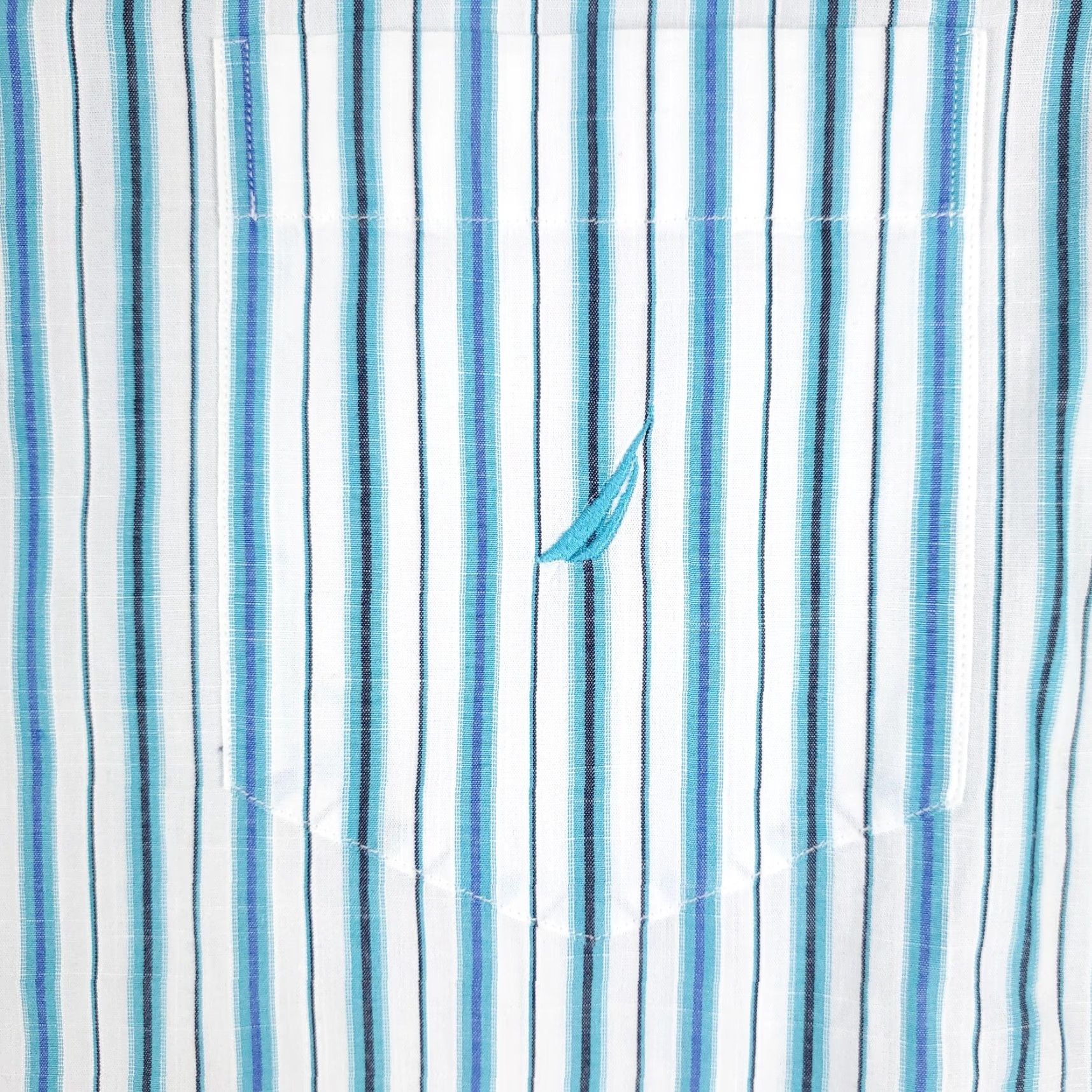 Nautica Nautica Shirt Mens Large Blue Striped Button-Up Long Sleeve Casual Casual, Blue, Nautica Shirt, Button-Up, Stripe, Button, Logo, Regular Fit - Mens Size US L / EU 52-54 / 3 - 2 Thumbnail
