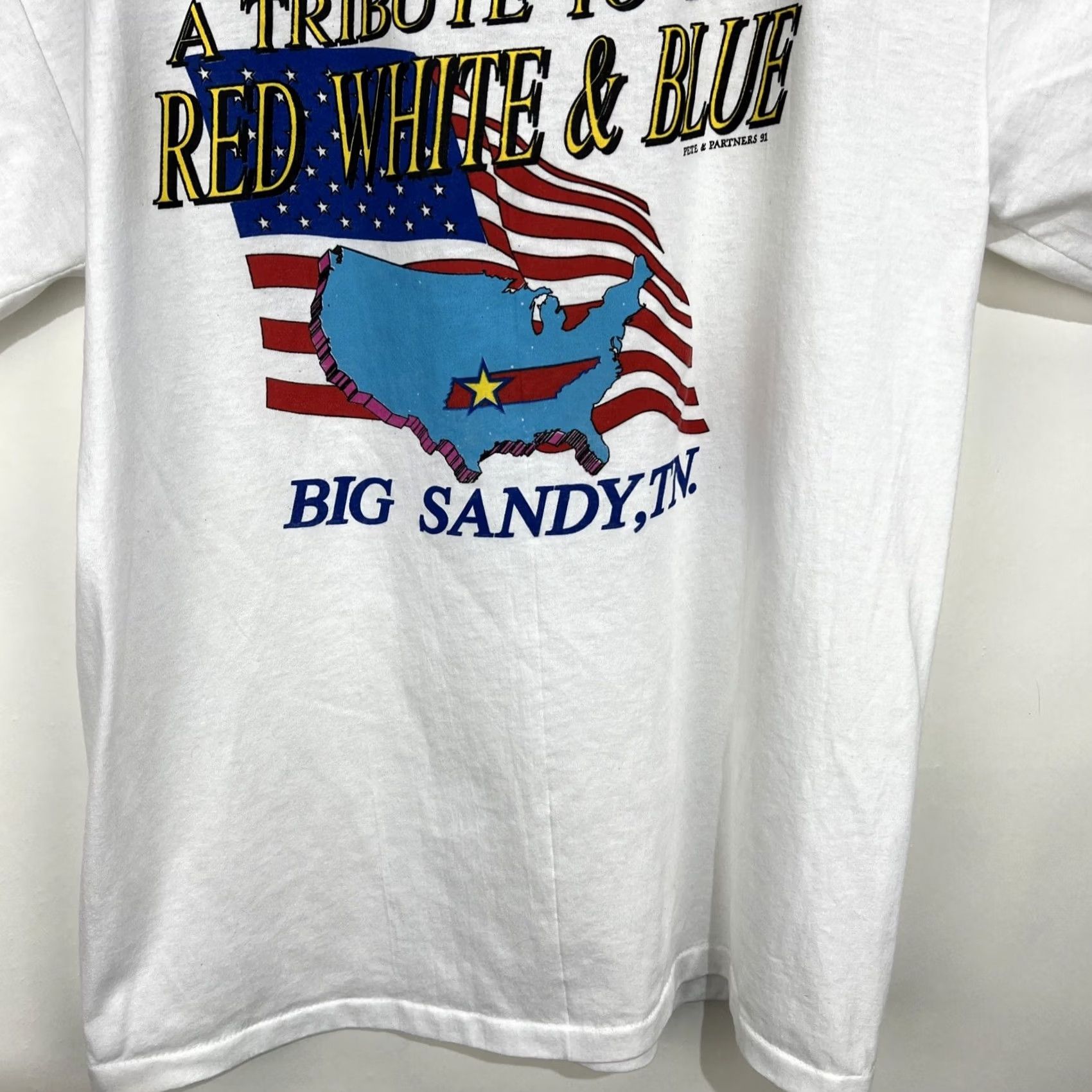 Vintage VINTAGE Murina T-Shirt USA 90s White Short Sleeve Crew Neck Large L Men's Graphic Print Single Stitch Signature Logo Front/Back Blue Size US L / EU 52-54 / 3 - 7 Thumbnail