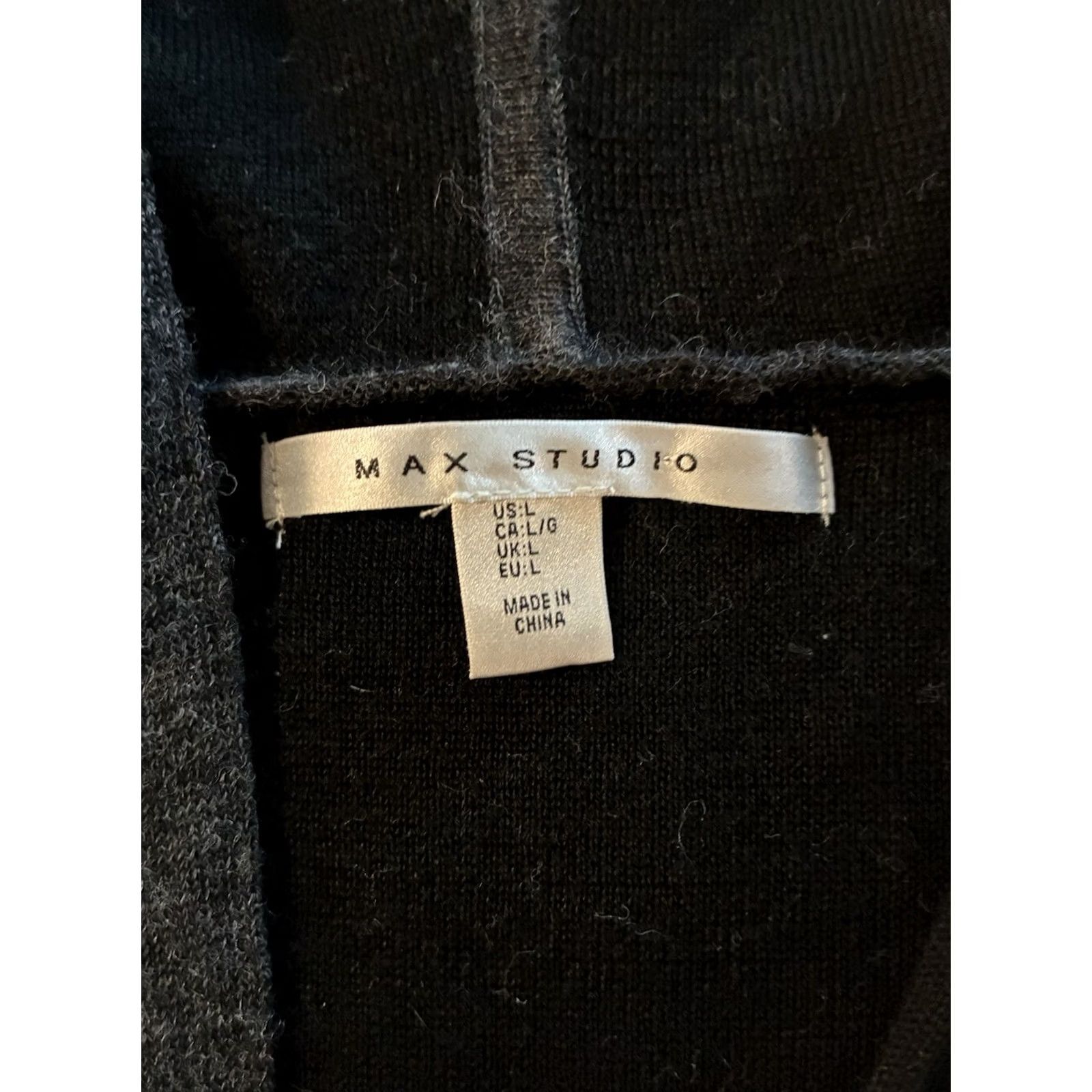 Vintage MAX STUDIO Wool Blend Hooded Long Duster Cardigan Open Front Charcoal Grey Large Size L / US 10 / IT 46 - 5 Thumbnail