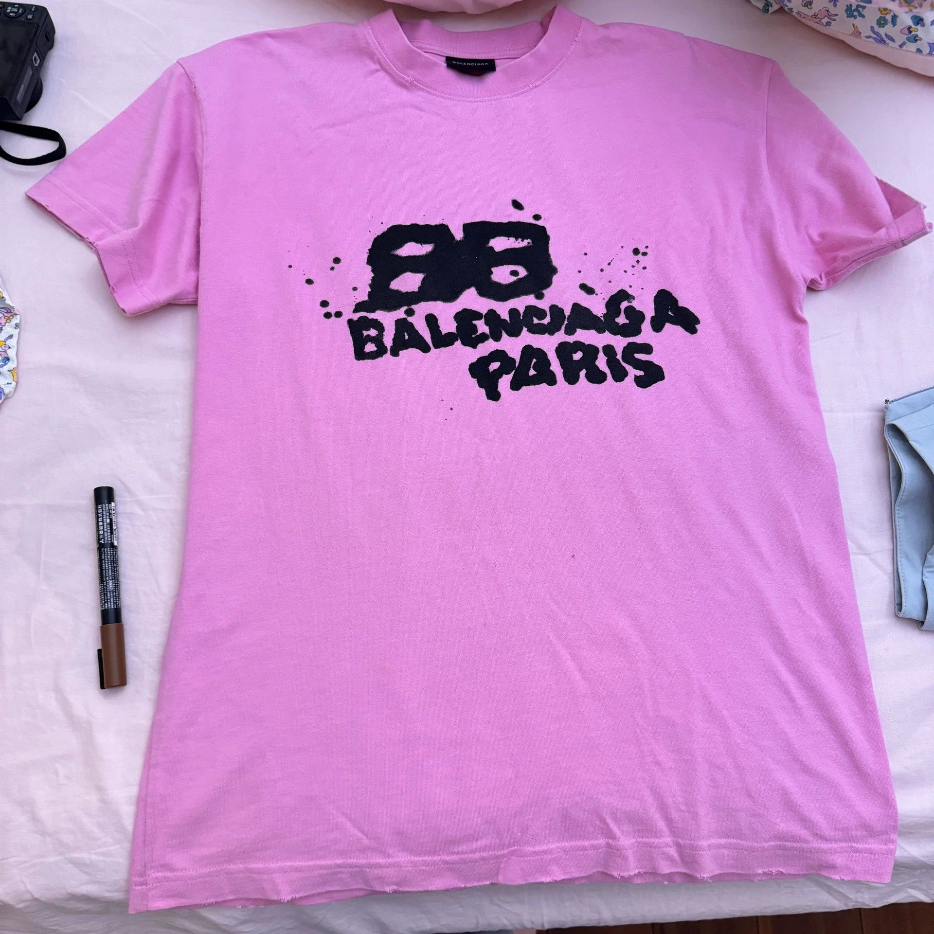 Balenciaga Balenciaga SS23 Hand Drawn Bb Icon Letter Logo Printed Round Neck Hoodie Short Sleeve Size US XS / EU 42 / 0 - 1 Thumbnail