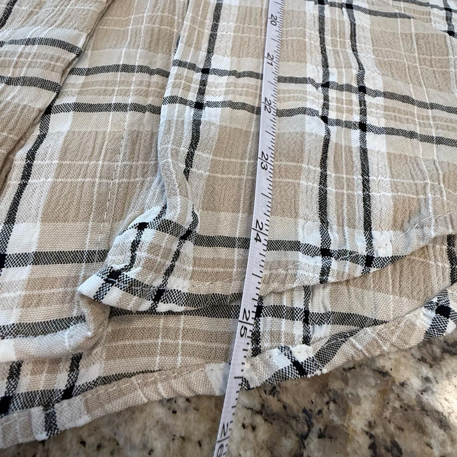Other Carry Back button up shirt tan & gray plaid sporty SZ 8 Size M / US 6-8 / IT 42-44 - 10 Thumbnail